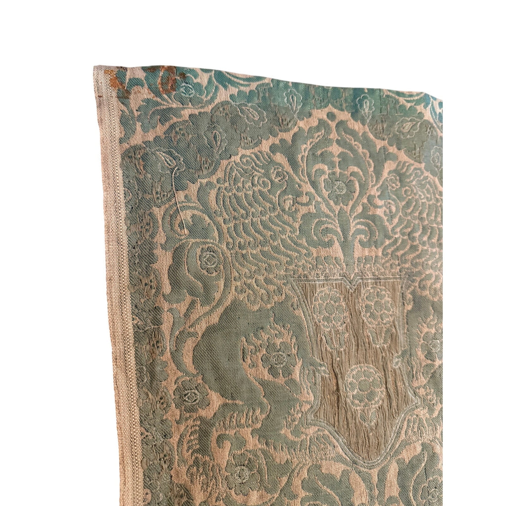 Vintage Green Damask Fabric Panel
