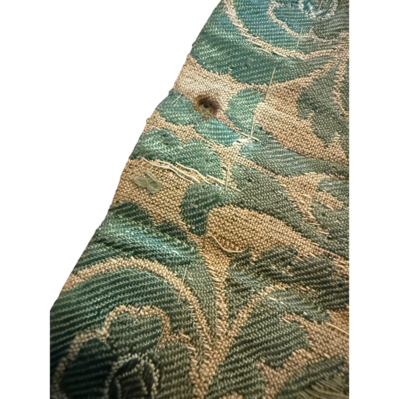 Vintage Green Damask Fabric Panel