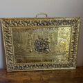 Hammered Brass Fireplace Screen with Victorian Scene