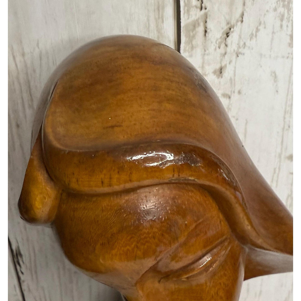 Pair of MCM Wood Carved Busts
