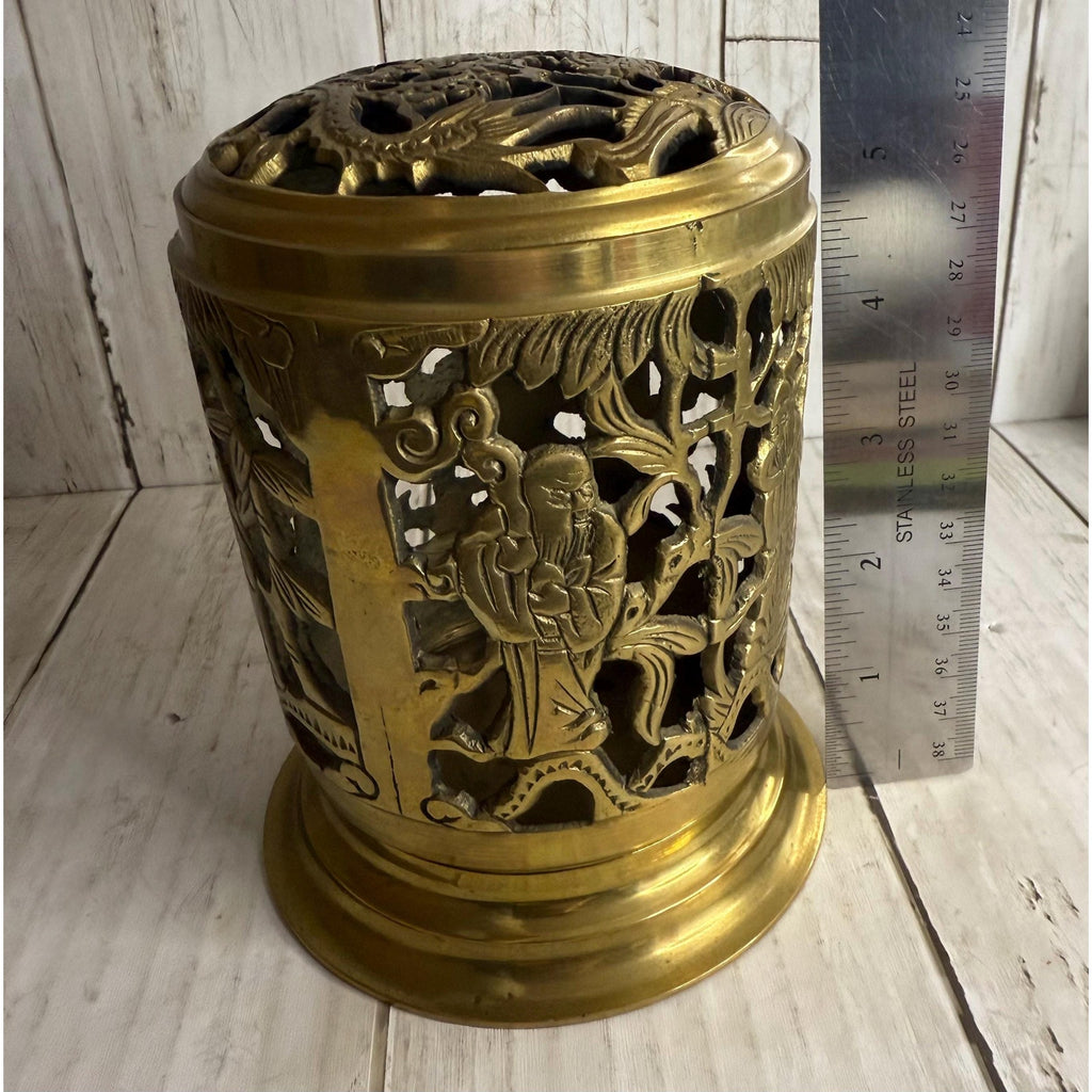 Brass Chinese Candle or Incense Holder