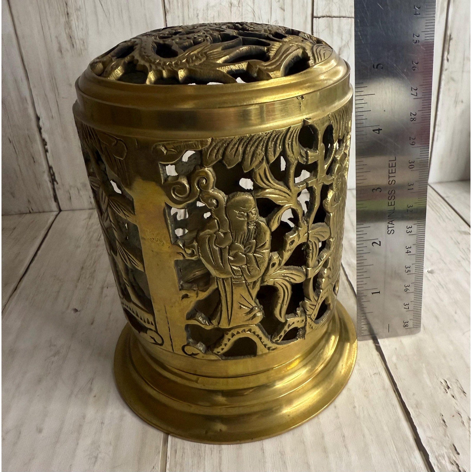 Brass Chinese Candle or Incense Holder