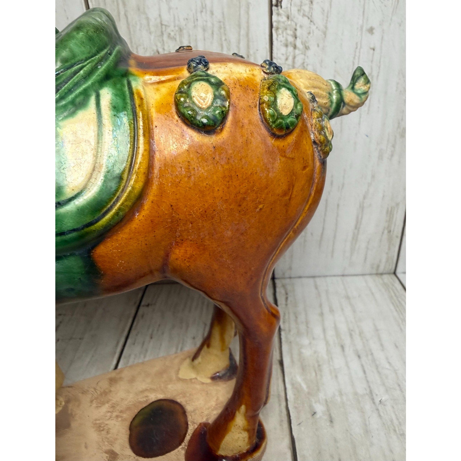 Tang Dynasty Vintage Sancai Glazed Reproduction Horse 8.5 inches