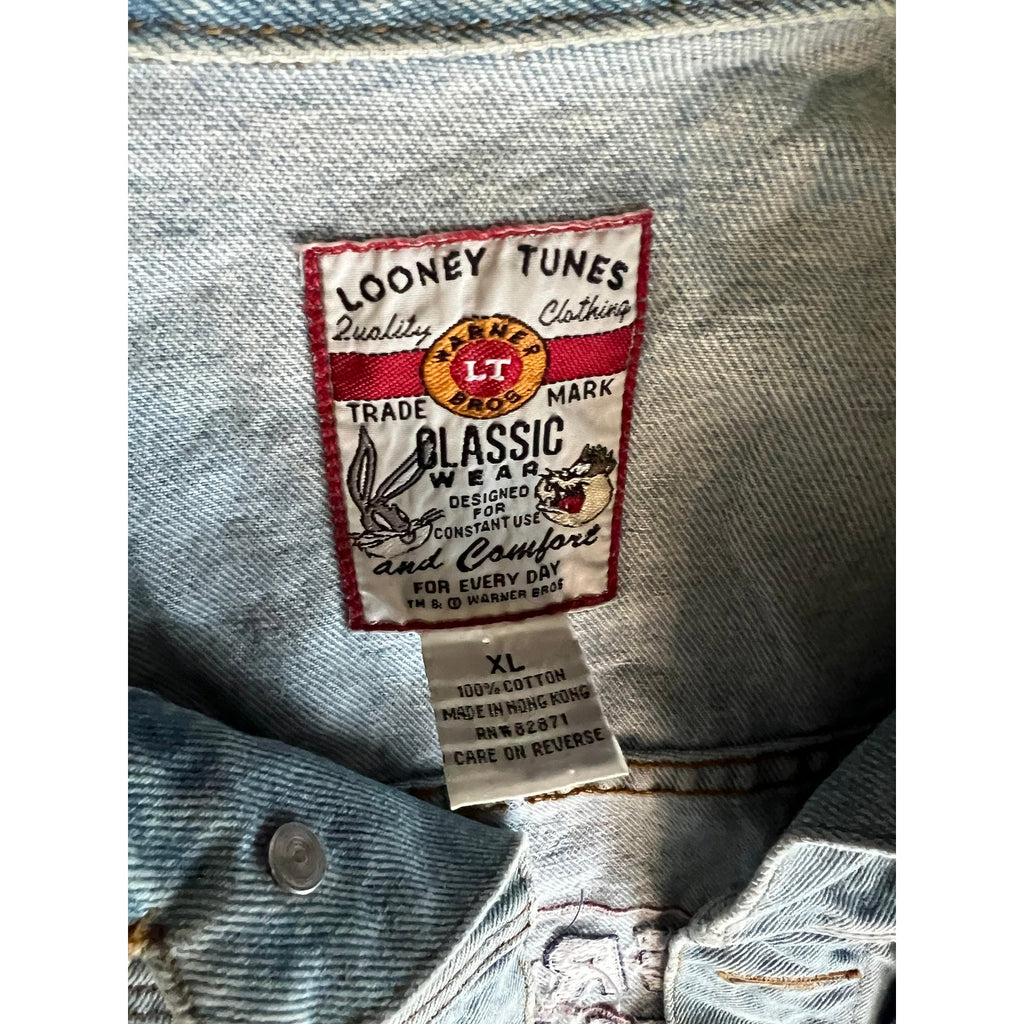 Vintage Kids Embroidered Loonie Tunes Denim Jacket XL