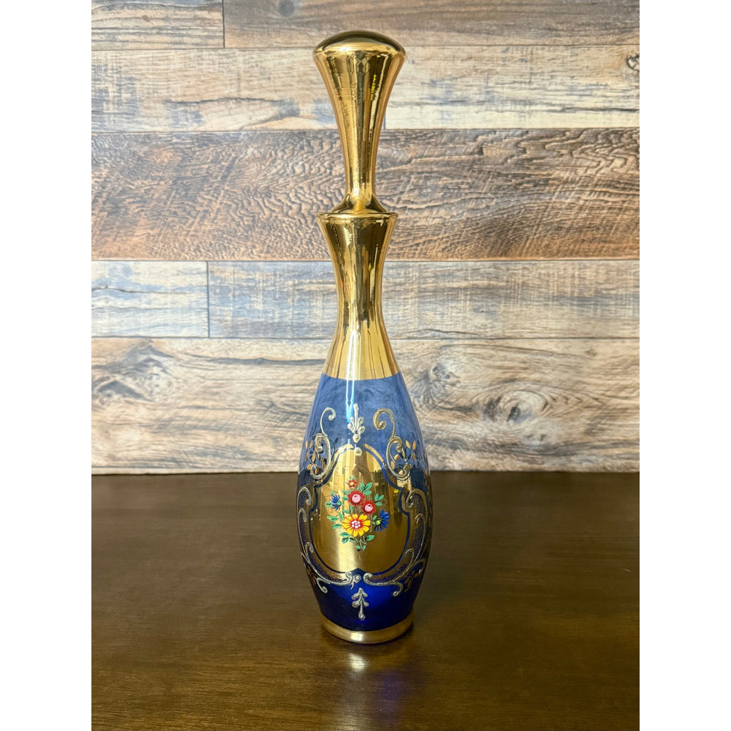 "Tre Fuochi" (Three Fires) Style Cobalt Blue Glass Decanter Set