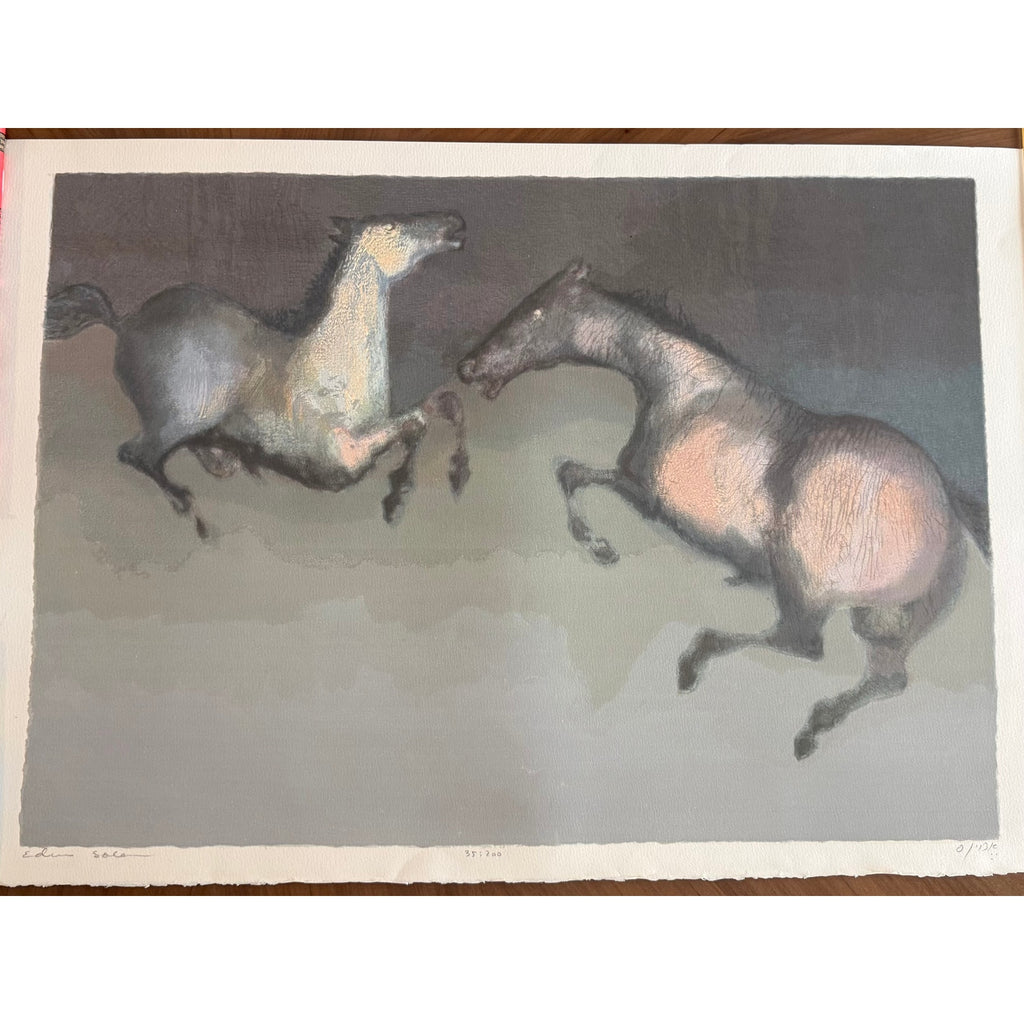 Limited-edition serigraph titled "Wild Horses" by Romanian-Israeli artist Edwin Salomon