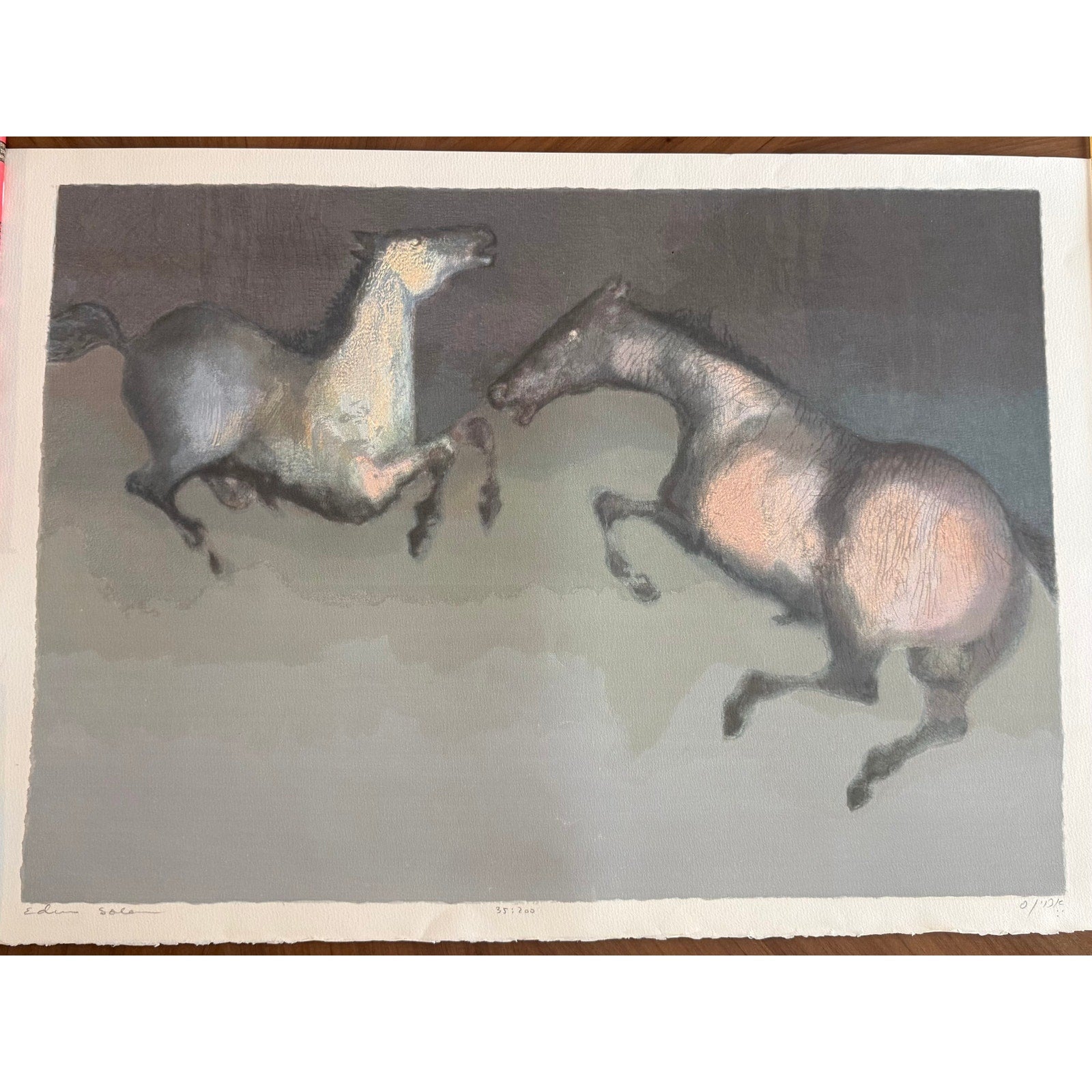 Limited-edition serigraph titled "Wild Horses" by Romanian-Israeli artist Edwin Salomon