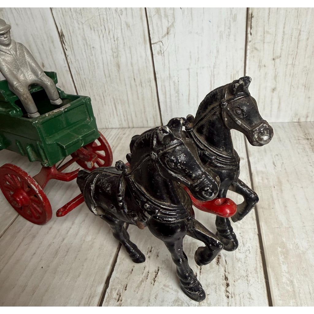 Stanley Horse Drawn Farm Hay Work Cast Wagon w/Driver Toy