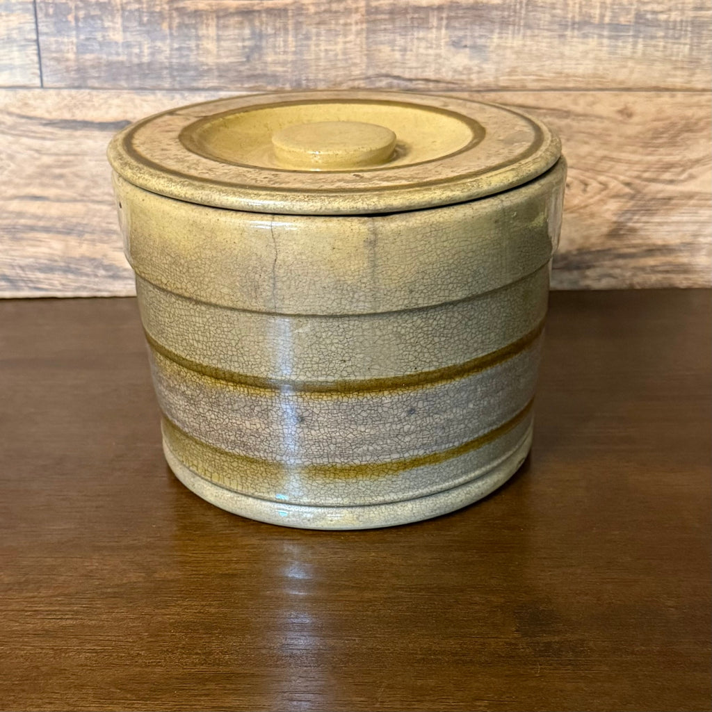Yelloware Banded Butter Crock - see pictures