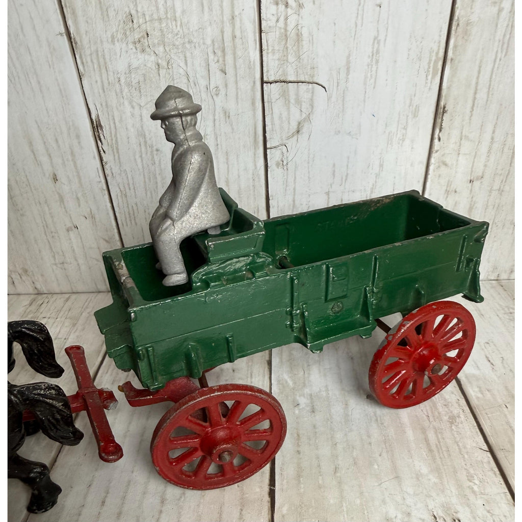 Stanley Horse Drawn Farm Hay Work Cast Wagon w/Driver Toy