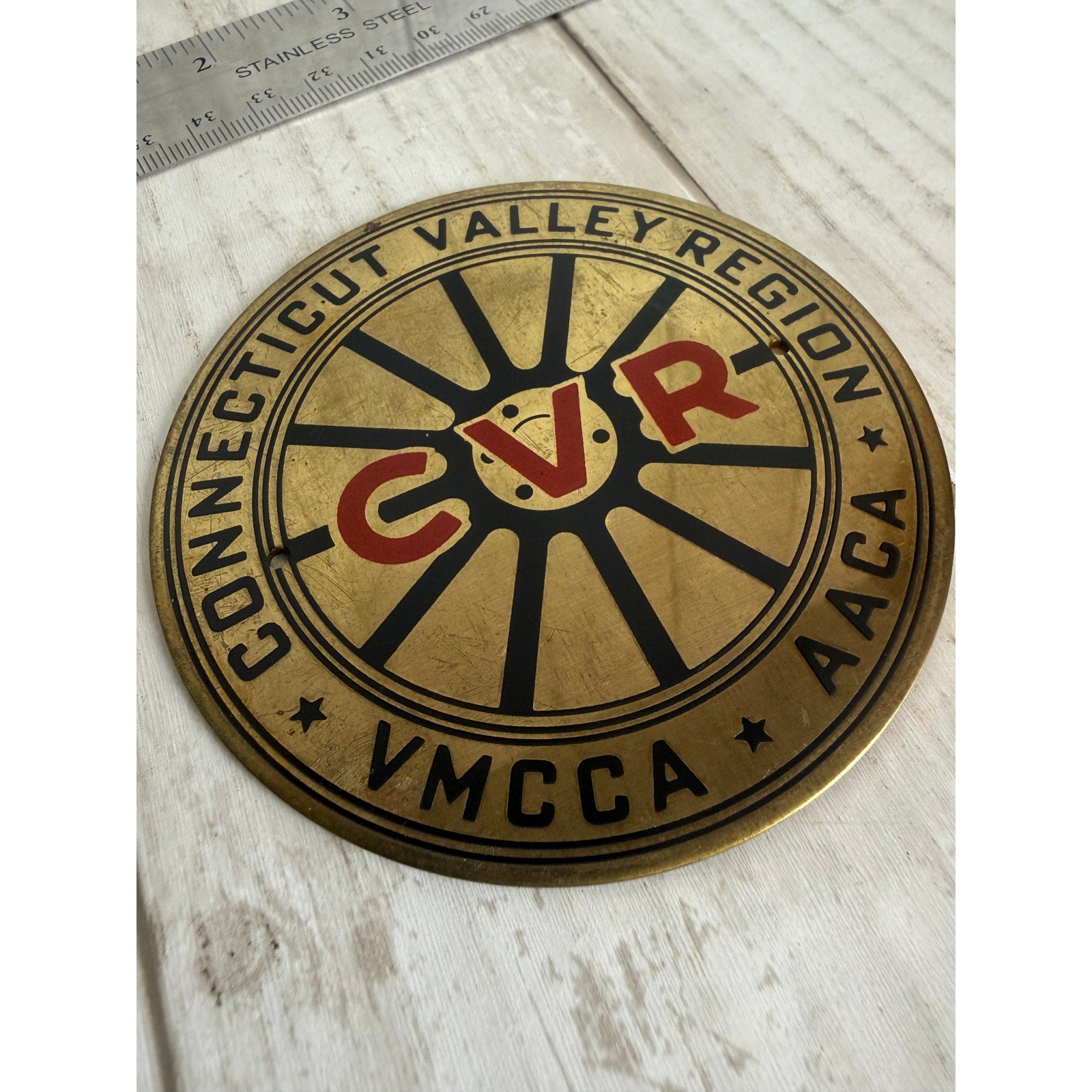 Vintage CVR Brass Car Club Grill Badge & Topper