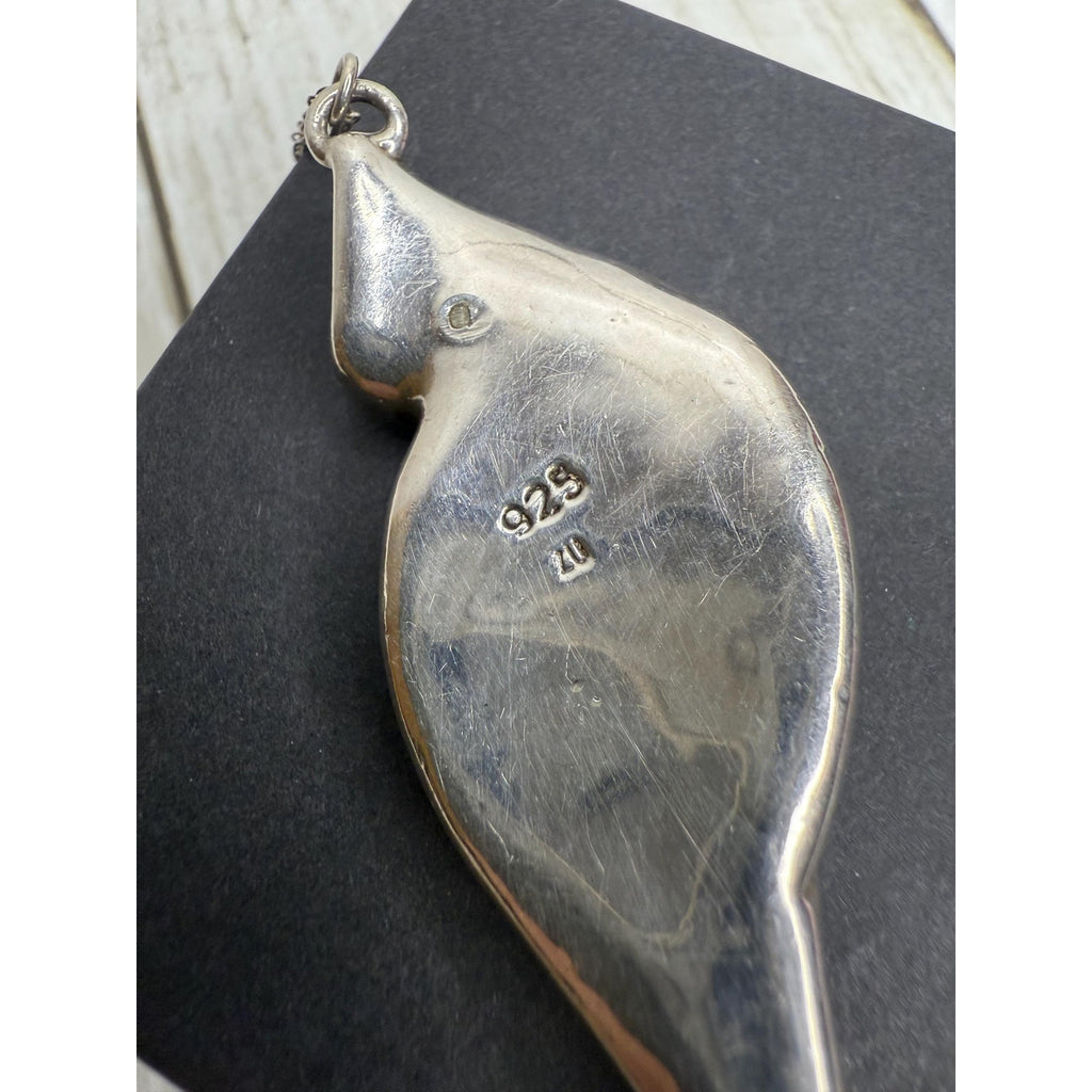 925 Sterling Silver 2-Tone Vintage Mexico Ribbed Pendant with 20” Necklace