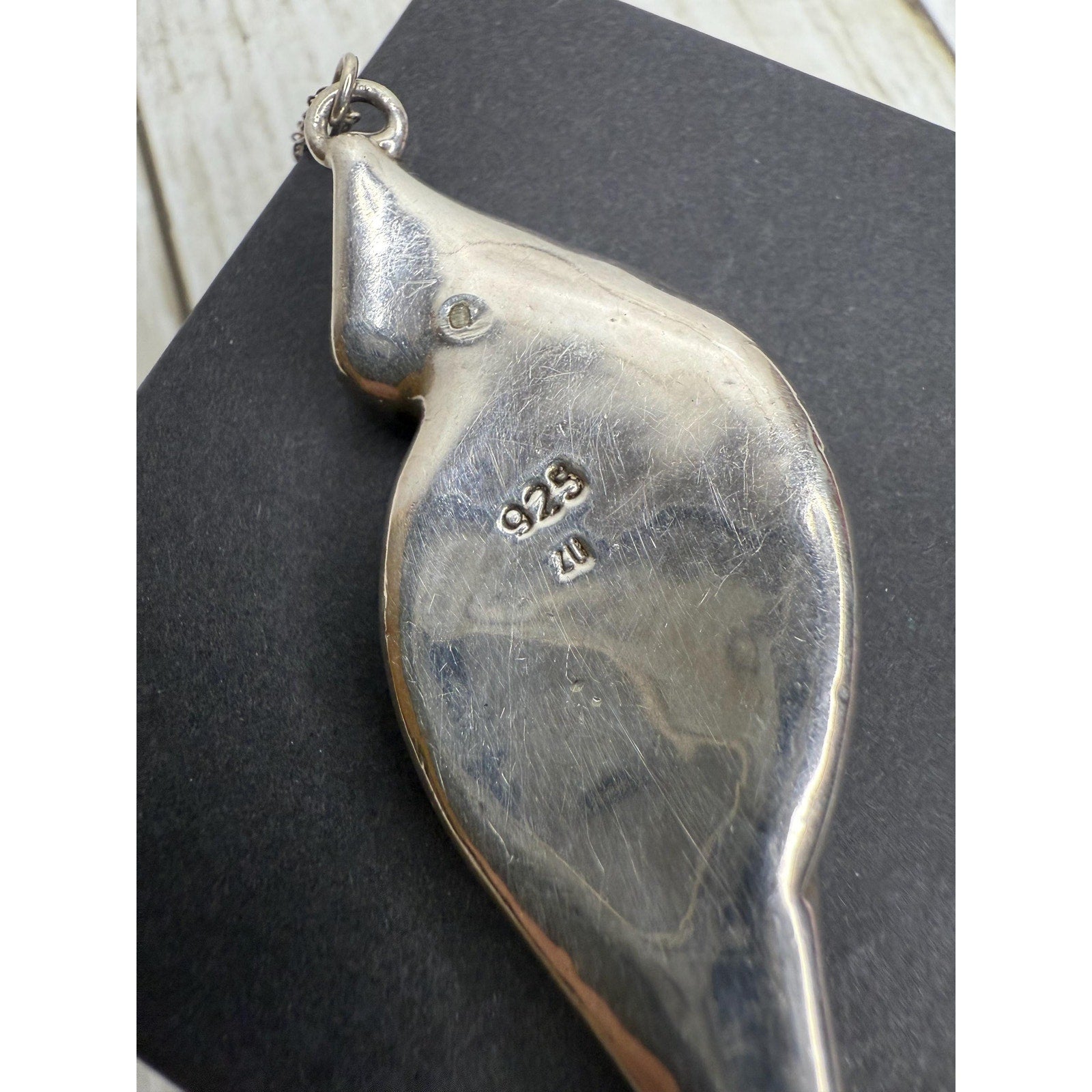 925 Sterling Silver 2-Tone Vintage Mexico Ribbed Pendant with 20” Necklace