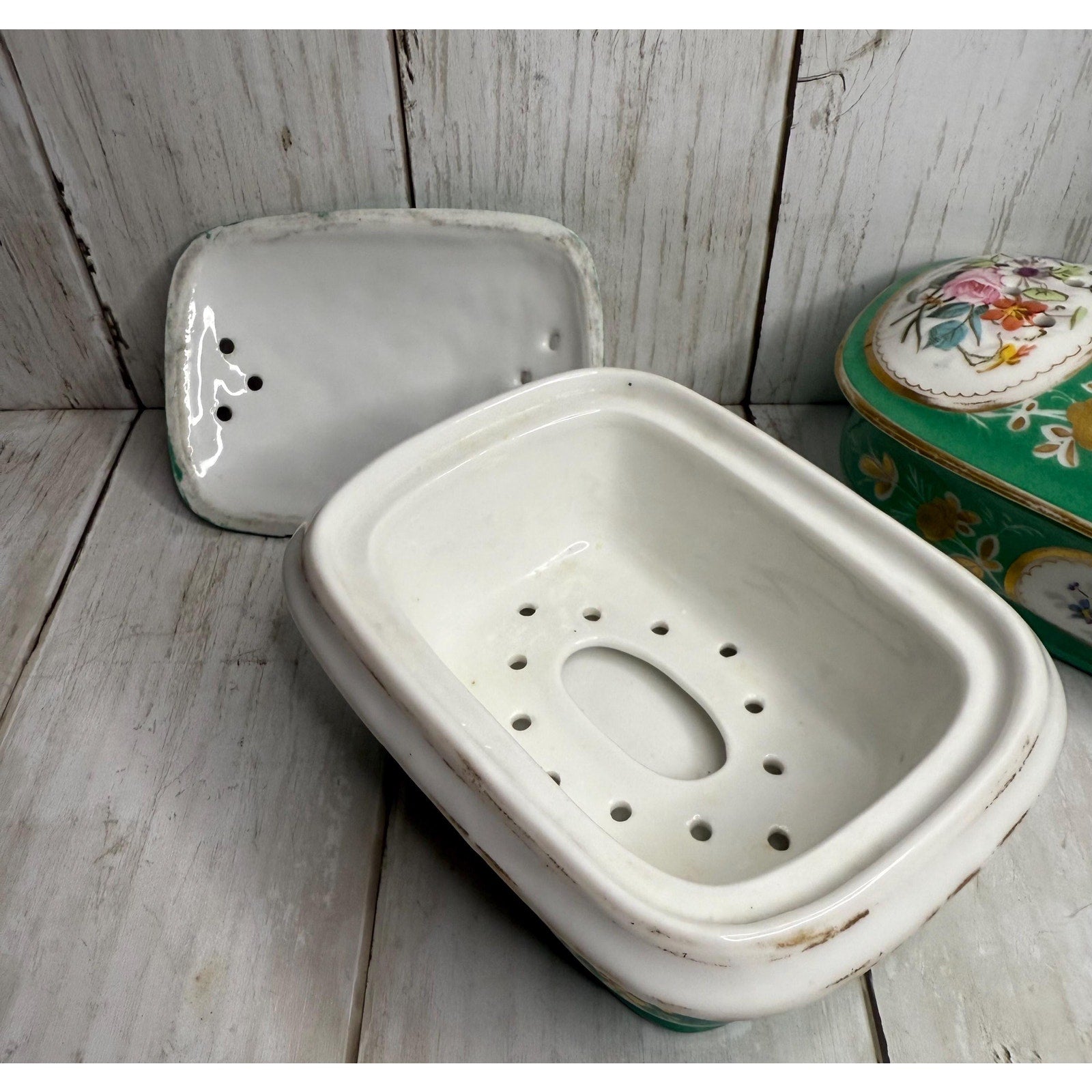 Porcelain Toothbrush Holder and Soap Dish