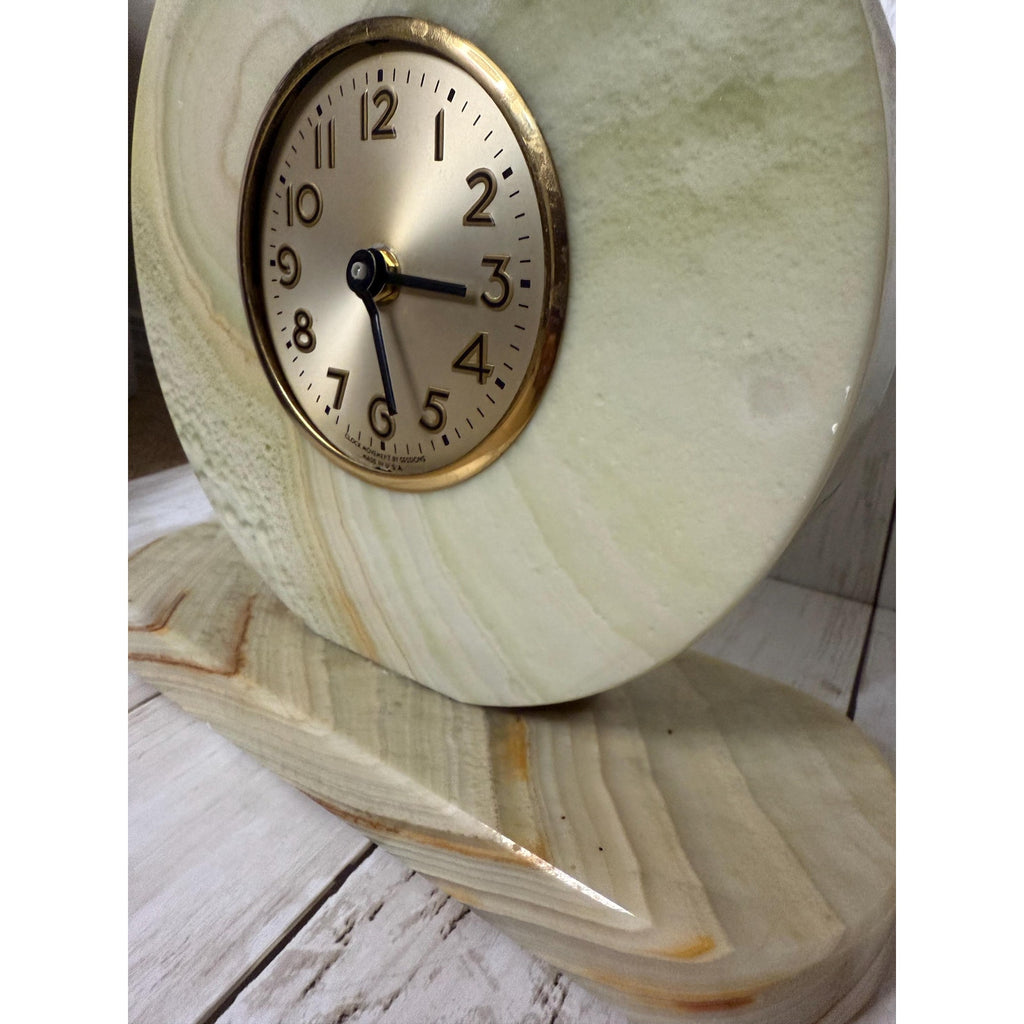 Art Deco Sessions Green Marble Clock