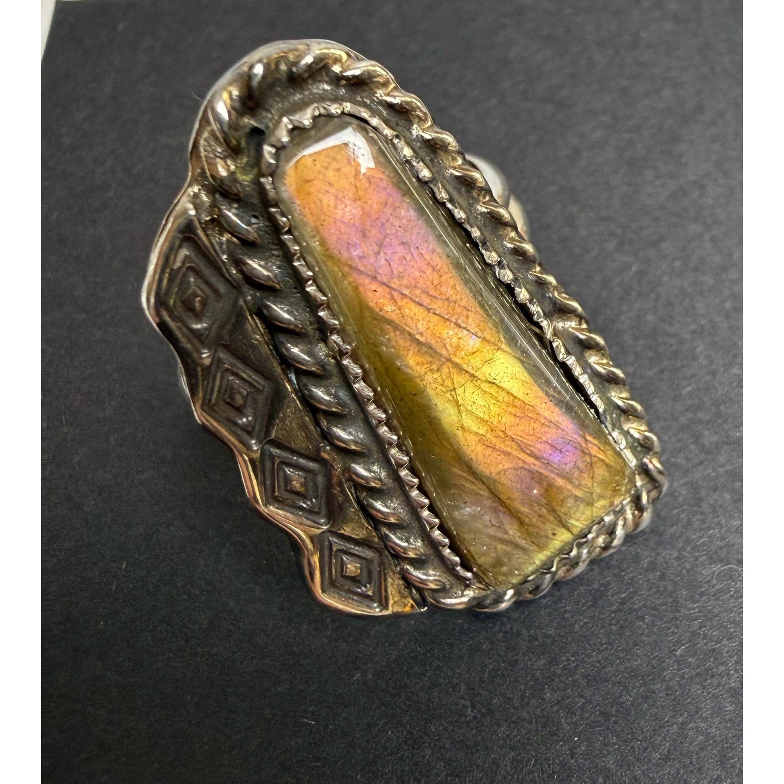 Labradorite and Sterling Ring 8 3/4