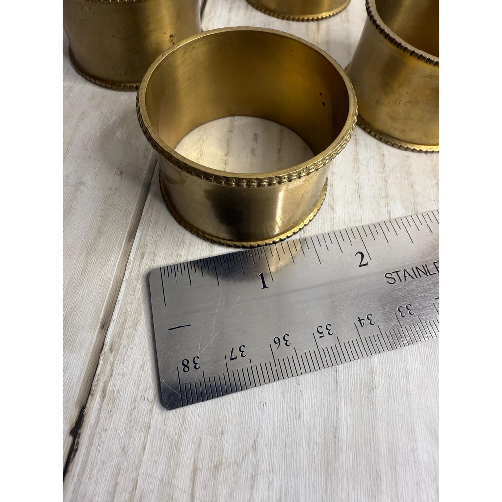 Brass Beaded Napkin Rings, Set of Four