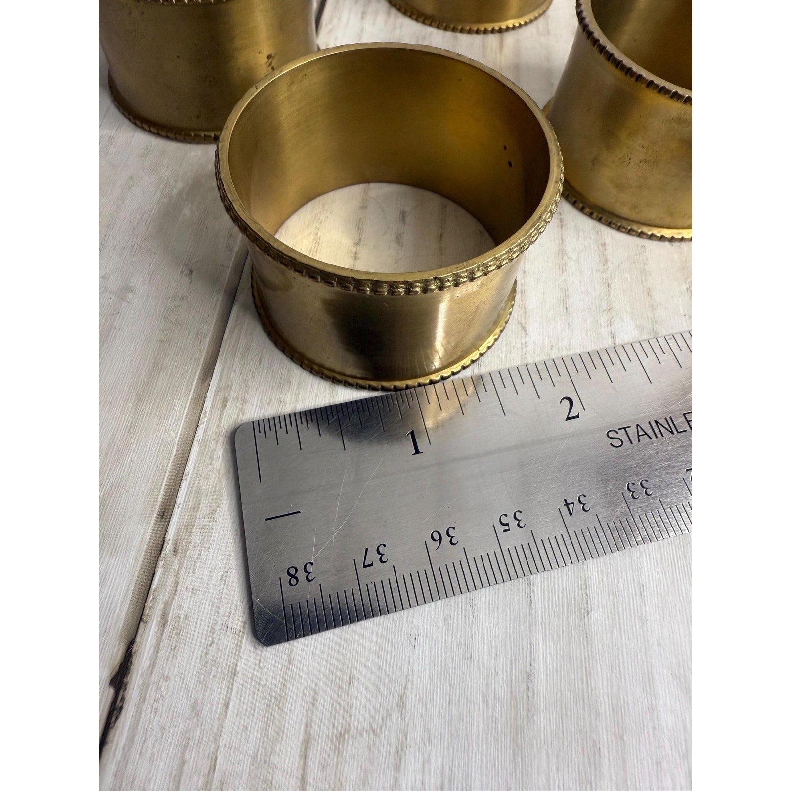 Brass Beaded Napkin Rings, Set of Four