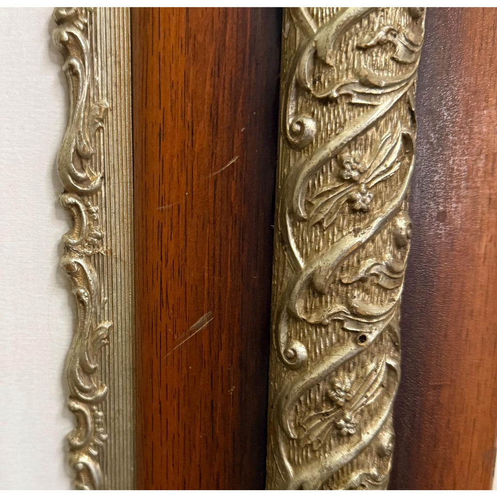 Antique Wood and Composition Frame with Picture