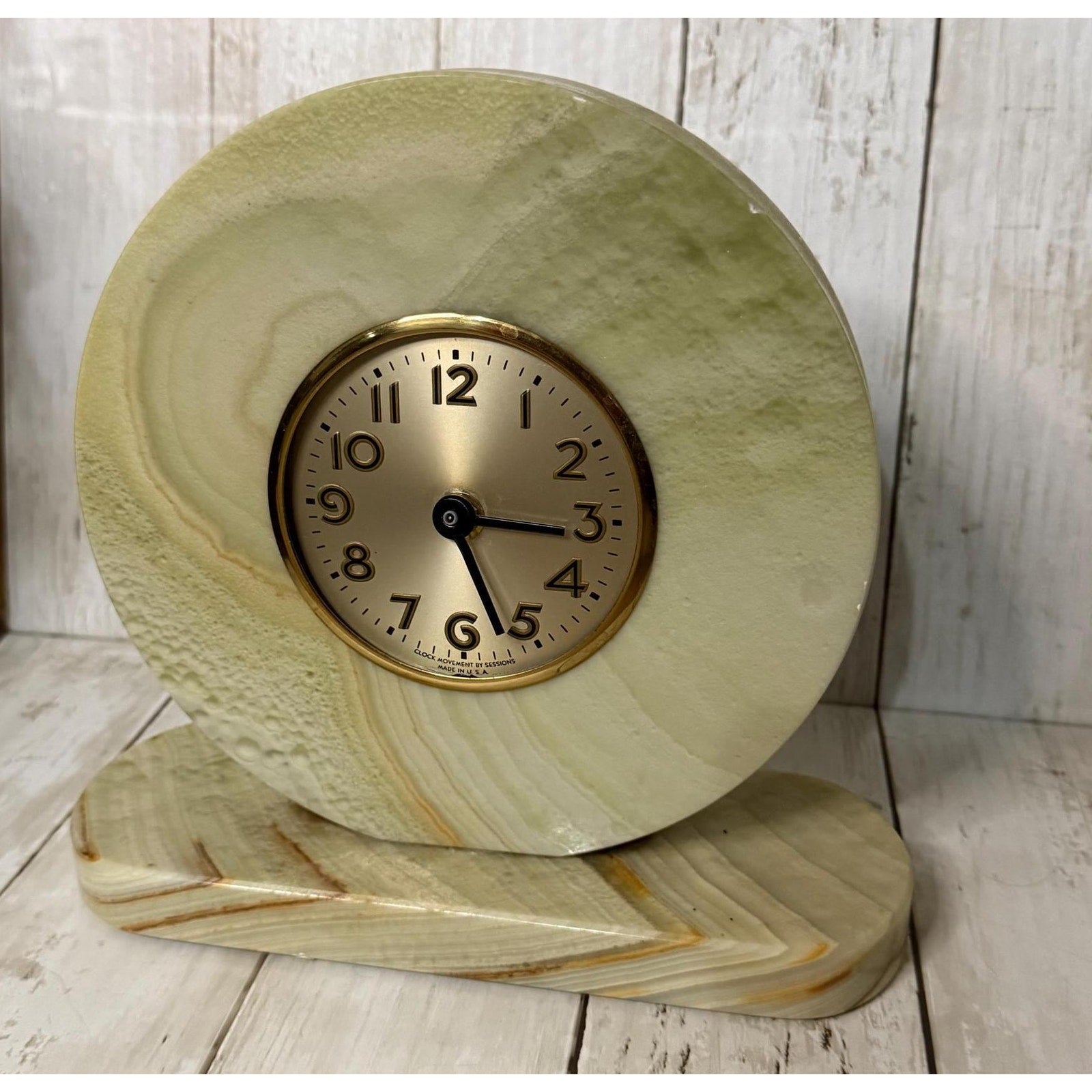 Art Deco Sessions Green Marble Clock