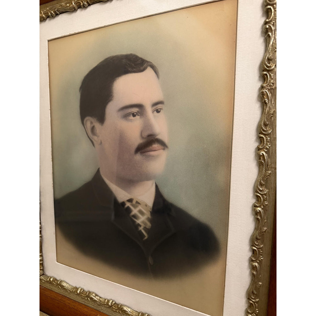 Antique Wood and Composition Frame with Picture