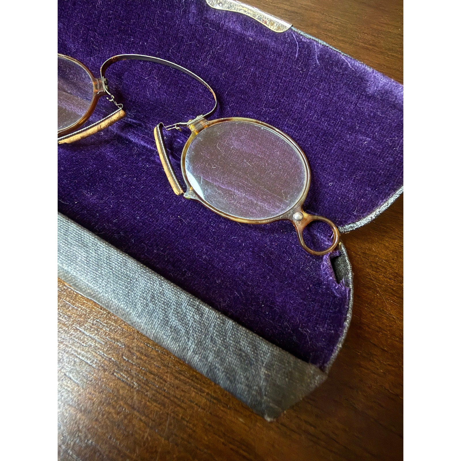 Antique Pince Nez Nose Clip Glasses w/ Tortoise Nose Pieces
