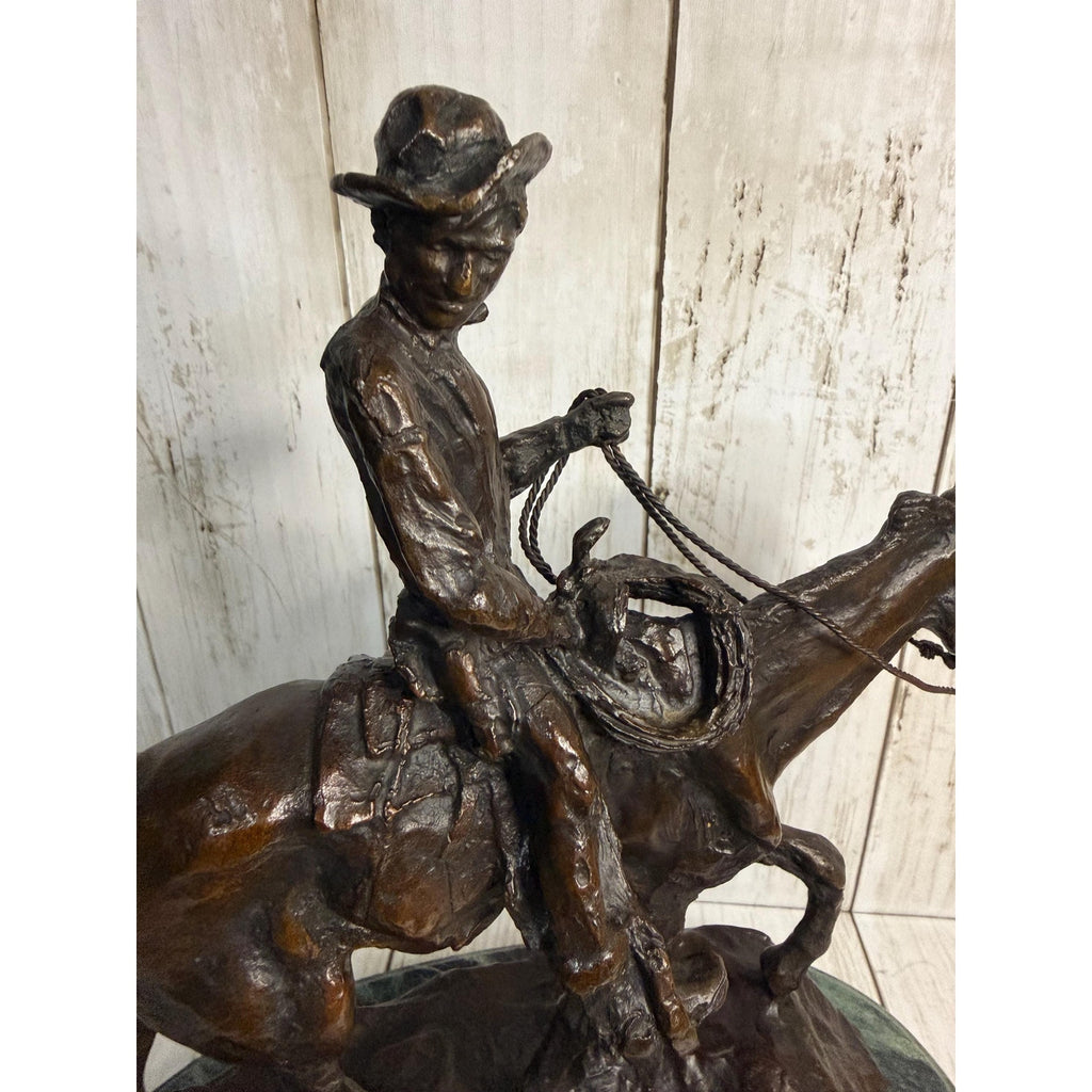 American Bronze Sculpture by Charles Marion Russell cir 1926 Will Rogers