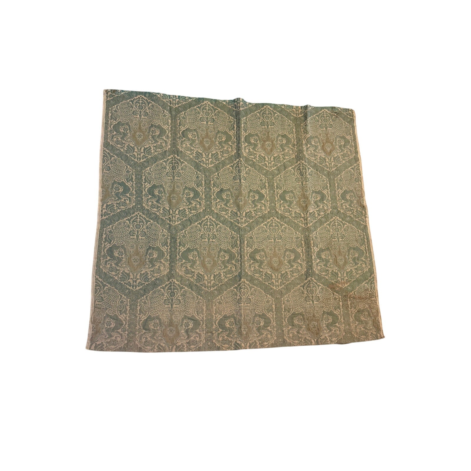 Vintage Green Damask Fabric Panel
