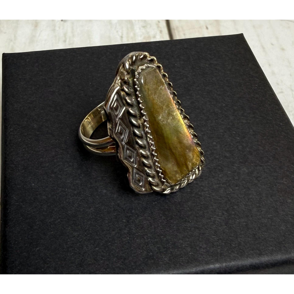 Labradorite and Sterling Ring 8 3/4