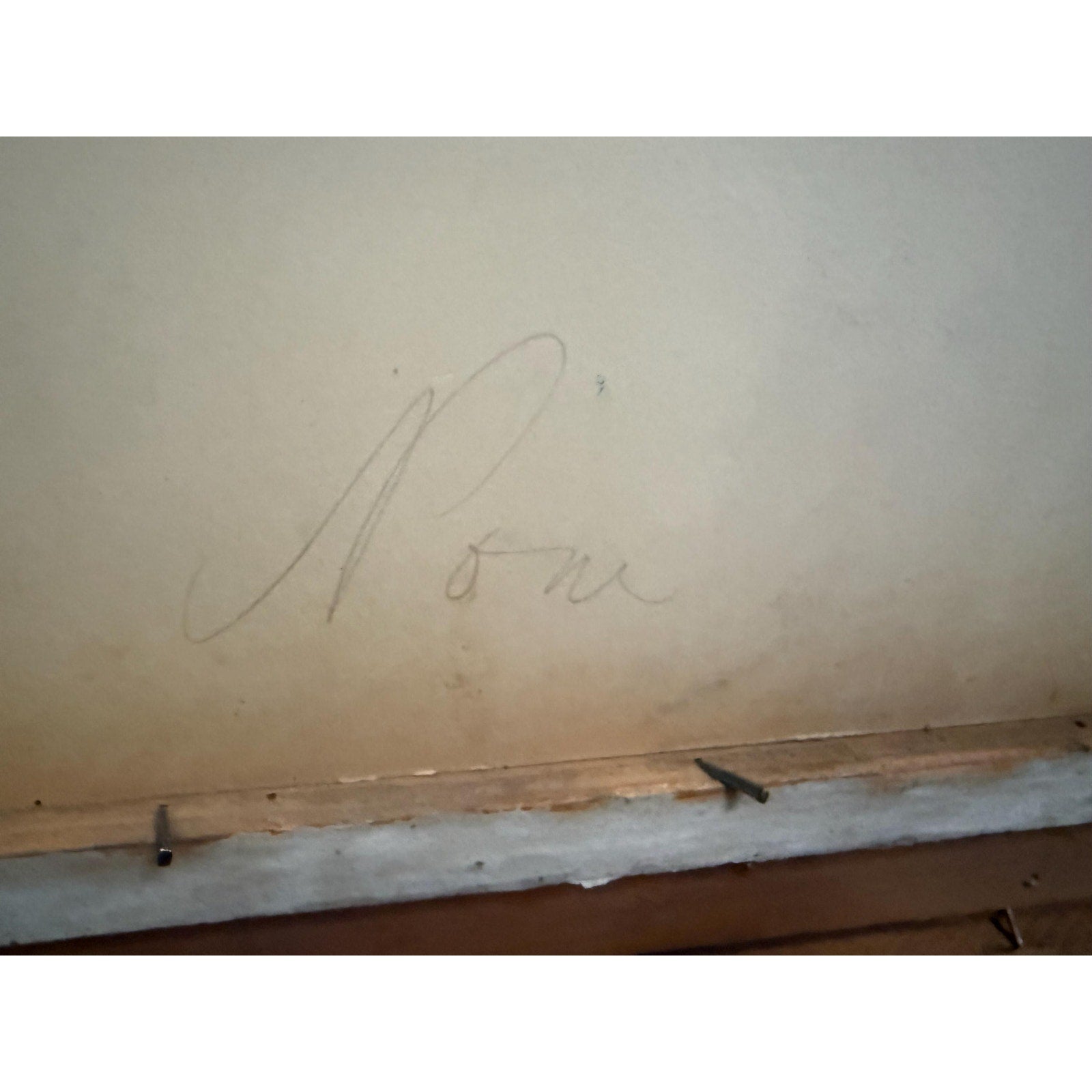 Antique Wood and Composition Frame with Picture