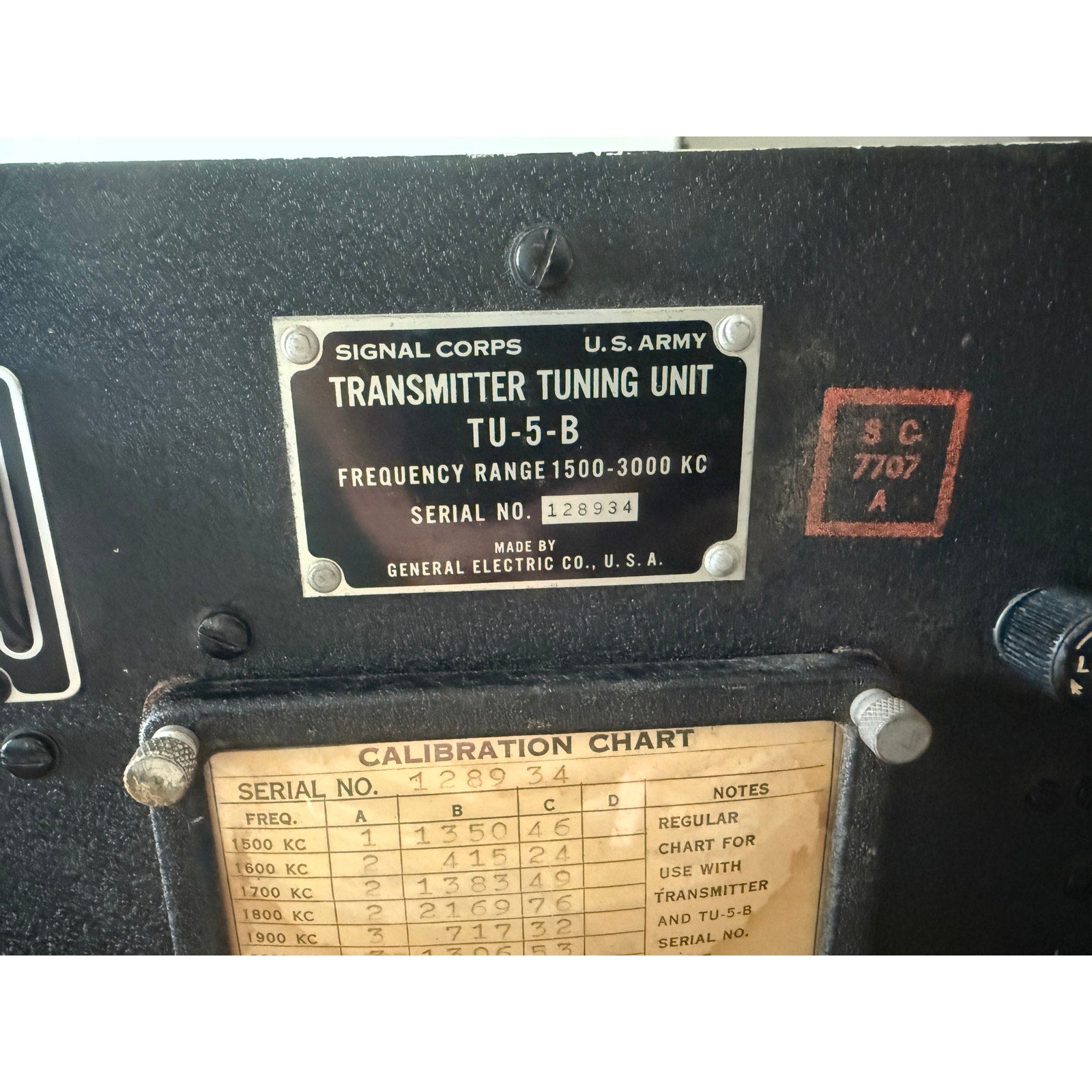 General Electric TU-5-B Transmitter Tuning Unit