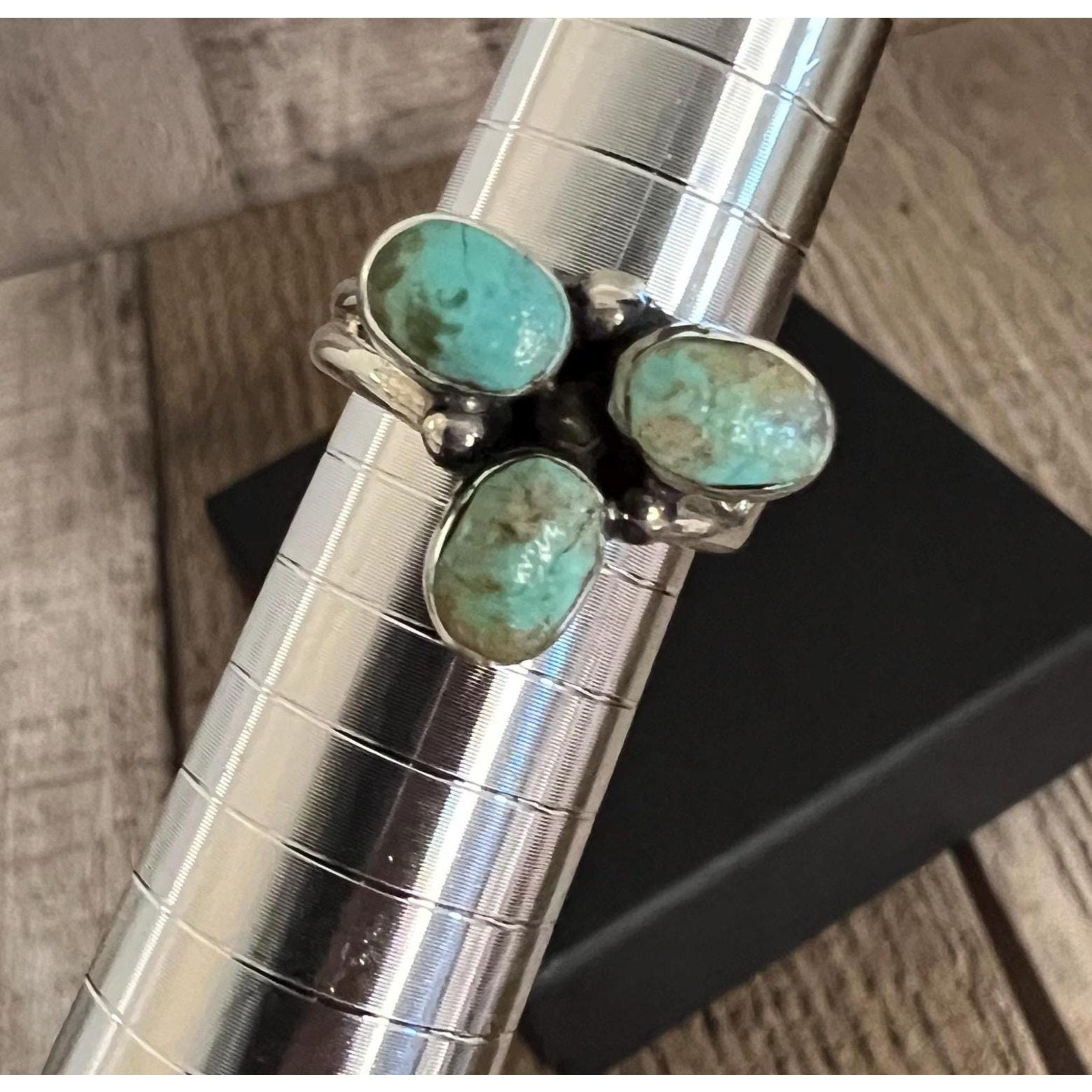 Navajo Silver and Turquoise 3 Stone Trifecta Ring