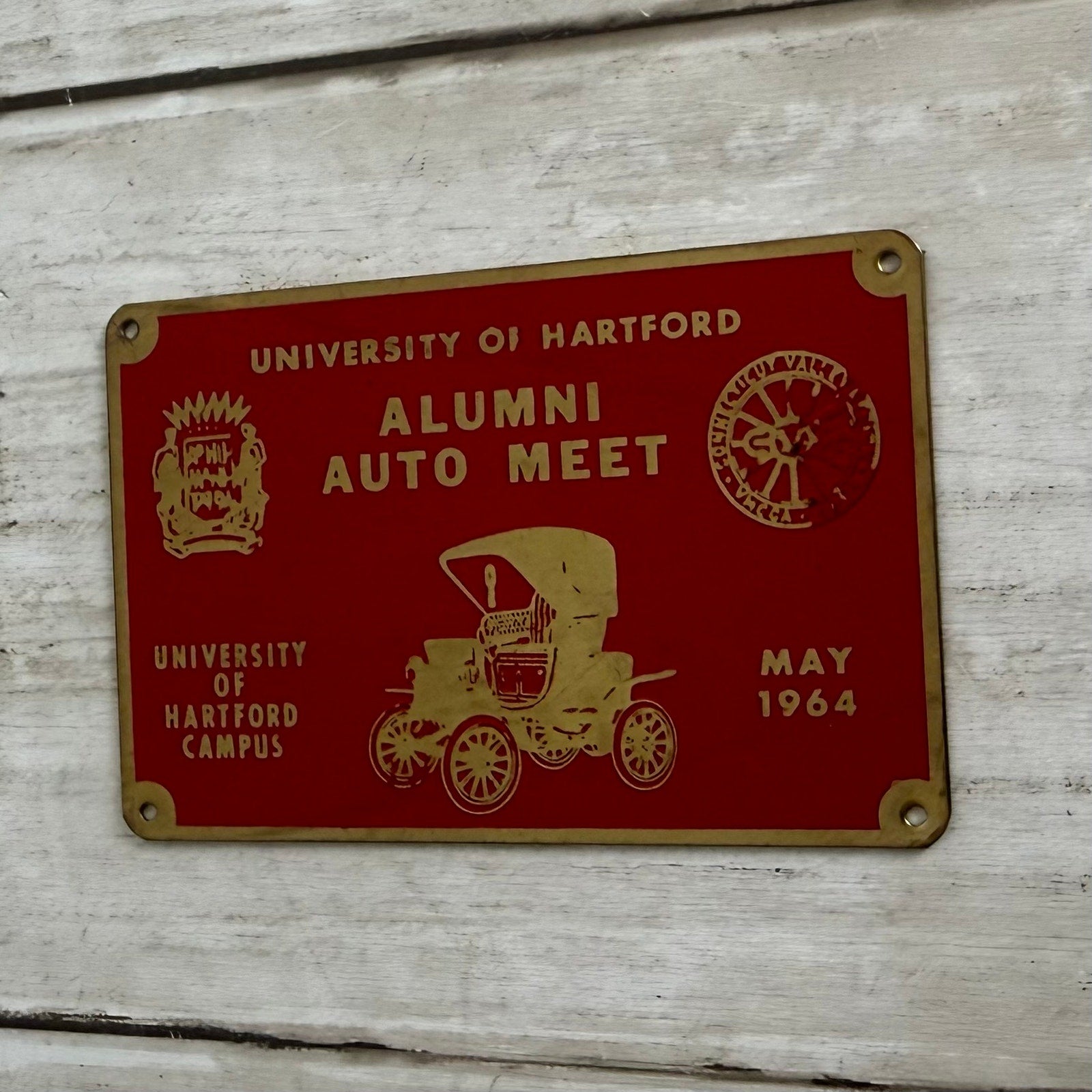 1964 University of Hartford Alumni Auto Meet Dash Plaque
