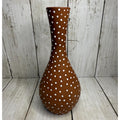 Norsk Red Clay Polka White Polka Dot Bud Vase 7 inches