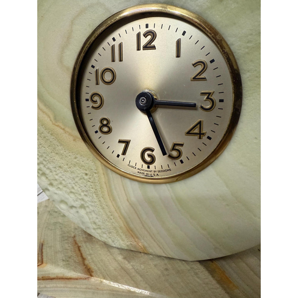 Art Deco Sessions Green Marble Clock