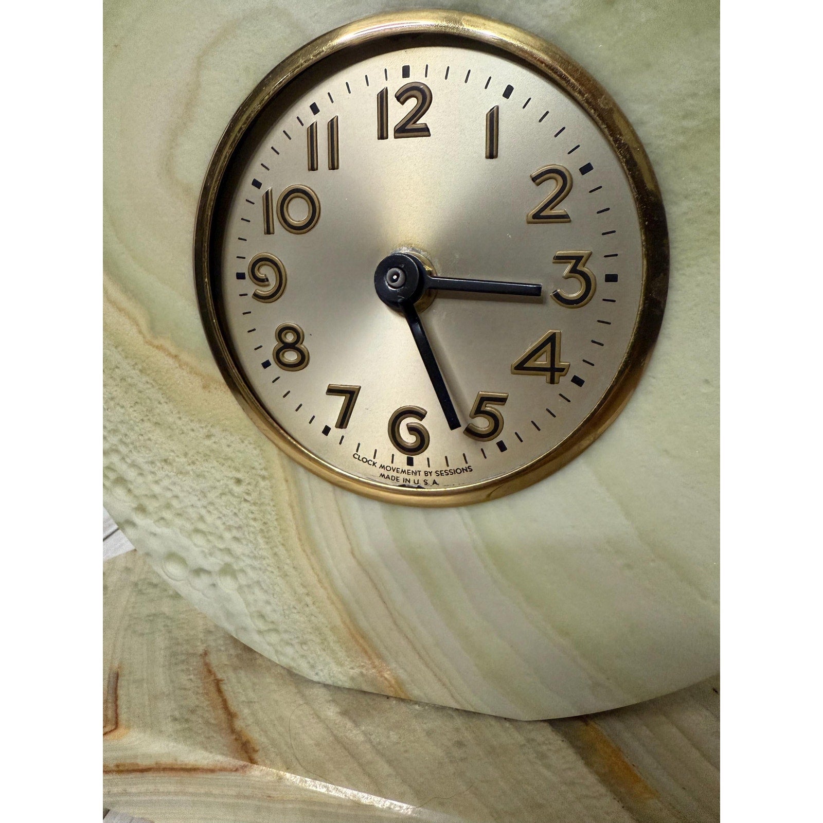 Art Deco Sessions Green Marble Clock