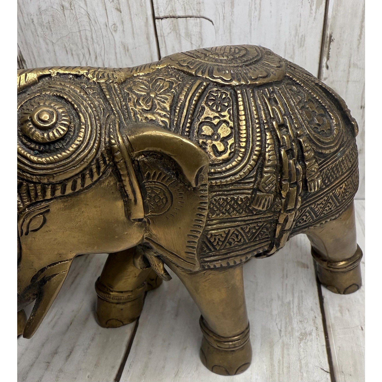 Pair of Brass Temple Elephants