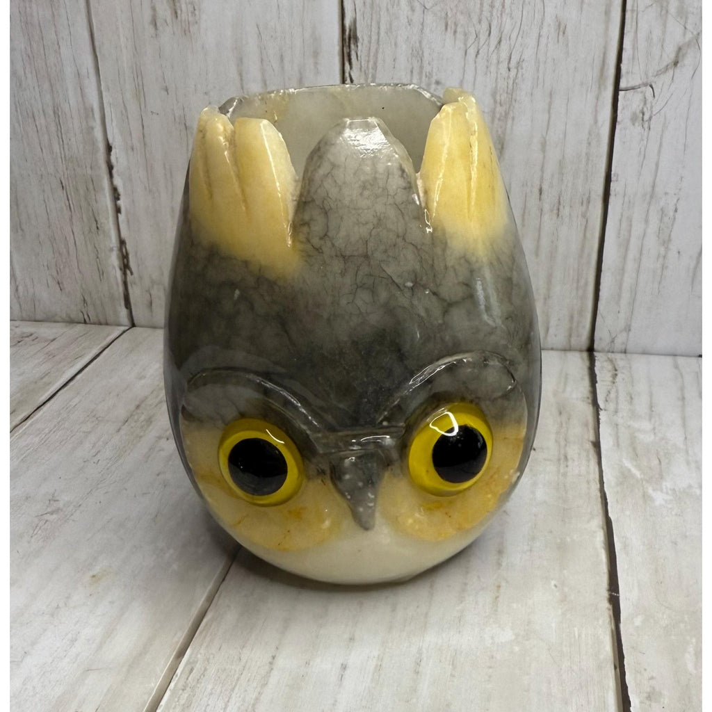 Alabaster Stone Owl Candle Holder - stands 4 inches