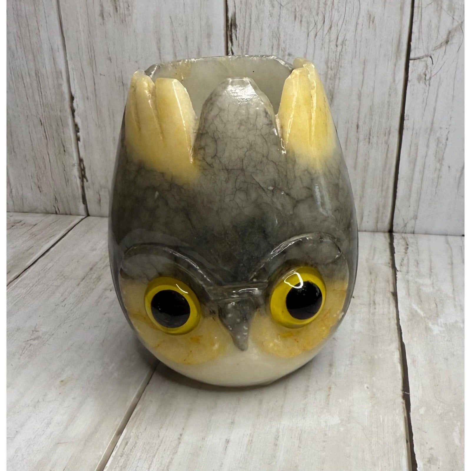 Alabaster Stone Owl Candle Holder - stands 4 inches