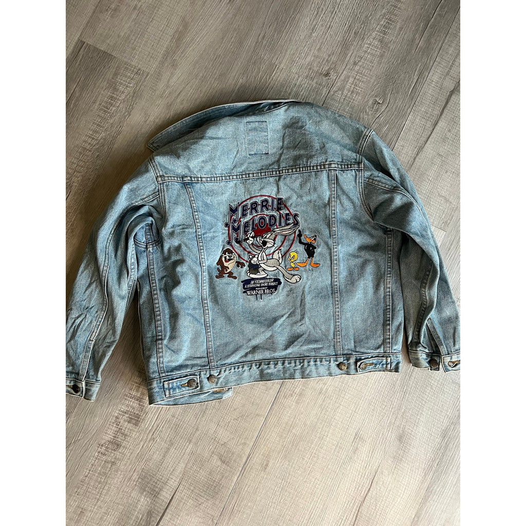 Vintage Kids Embroidered Loonie Tunes Denim Jacket XL