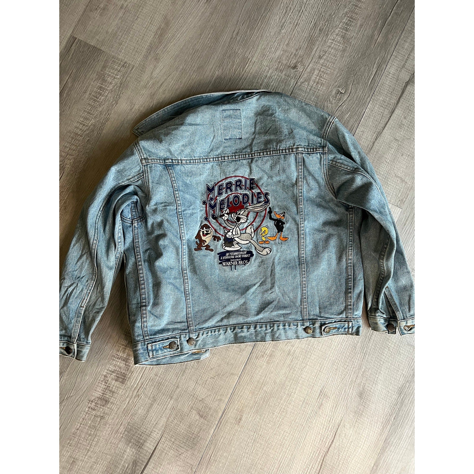 Vintage Kids Embroidered Loonie Tunes Denim Jacket XL