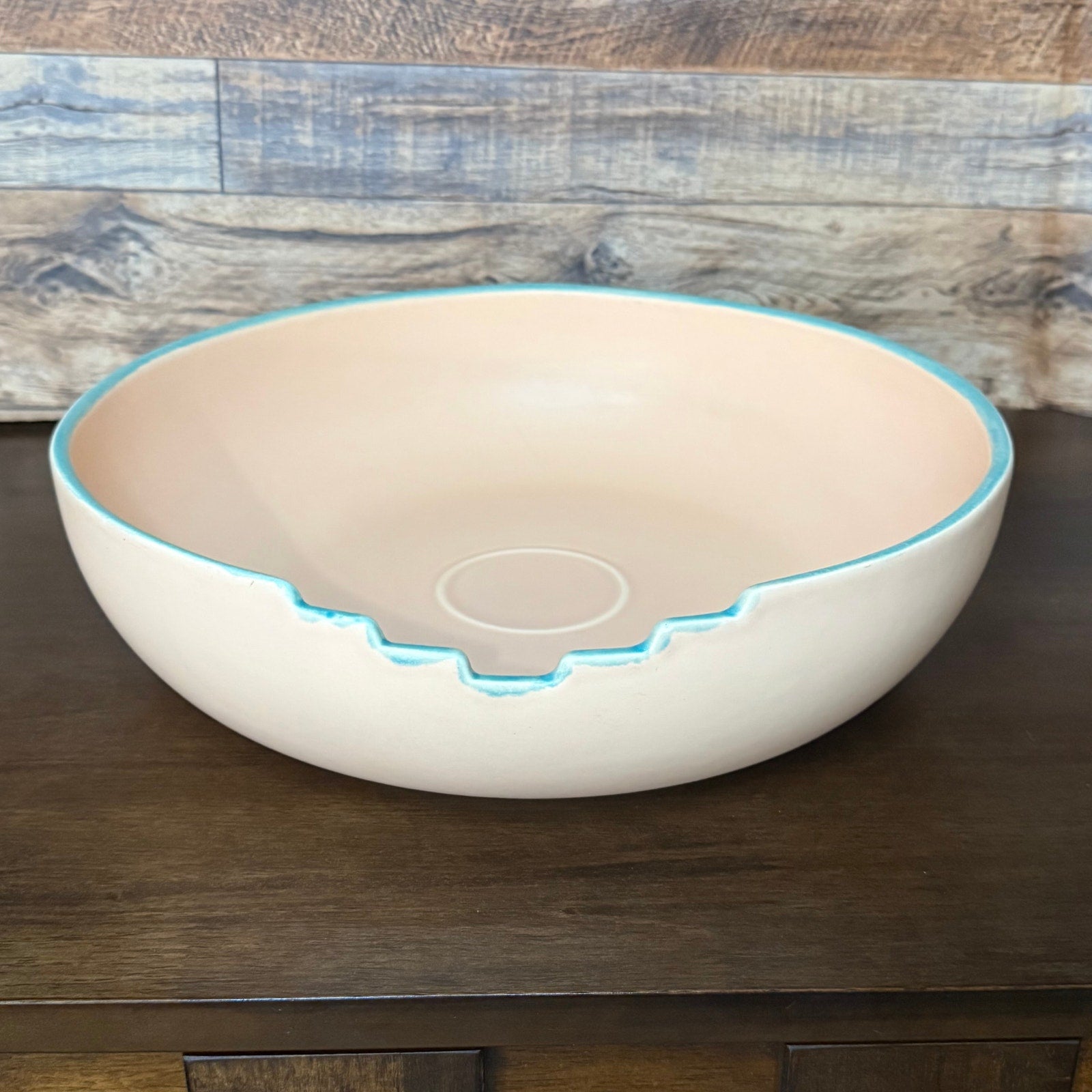 Peach Southwestern Ceramic Serving Bowl by Treasure Craft