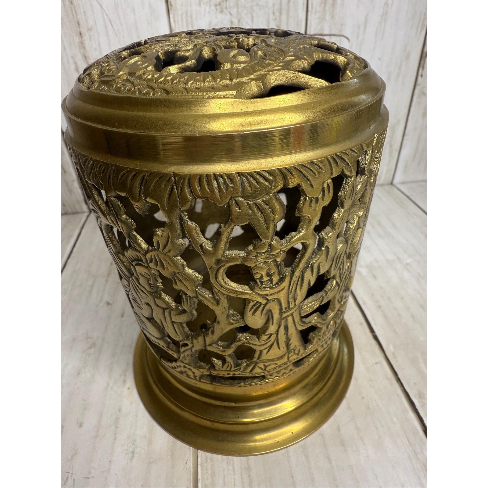 Brass Chinese Candle or Incense Holder