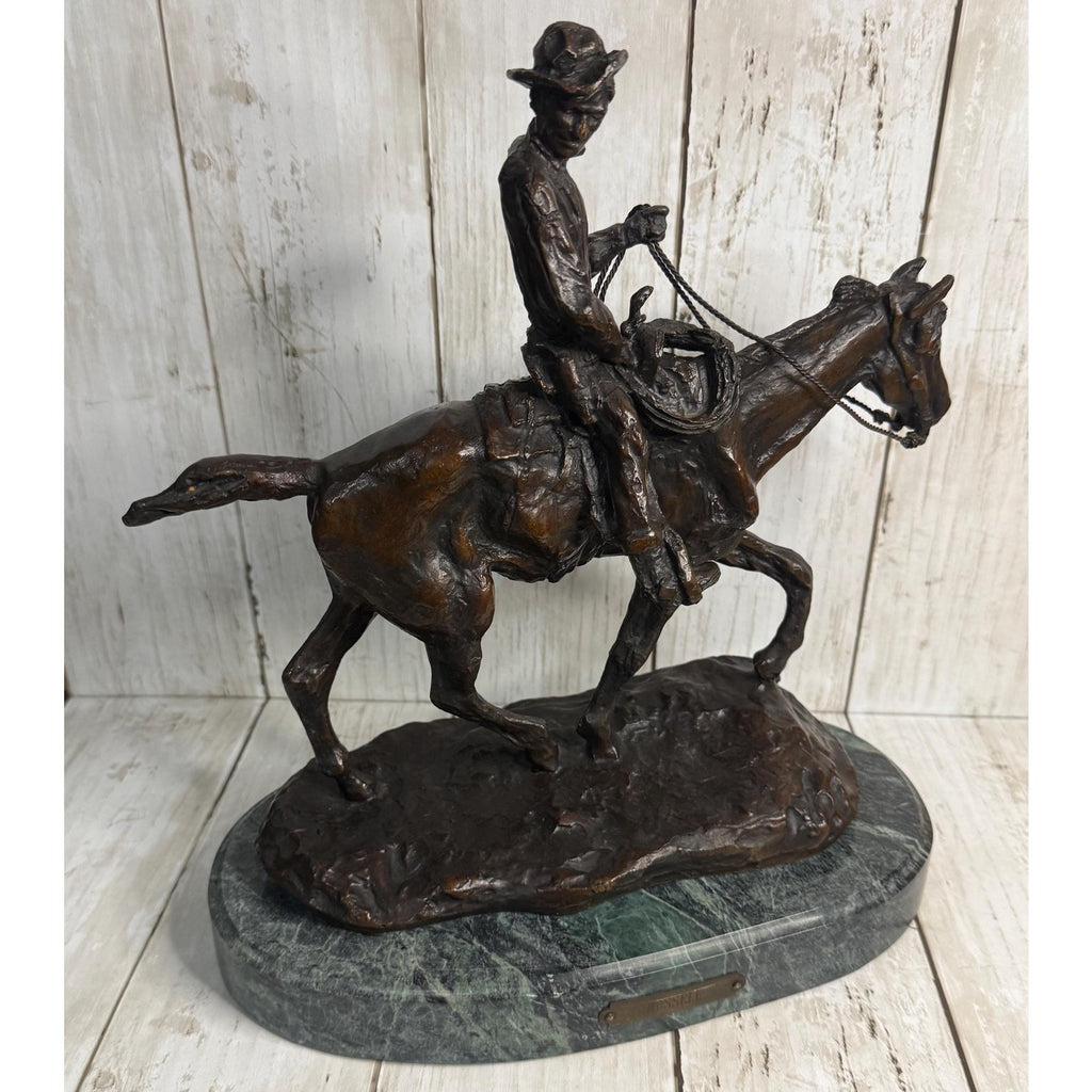 American Bronze Sculpture by Charles Marion Russell cir 1926 Will Rogers