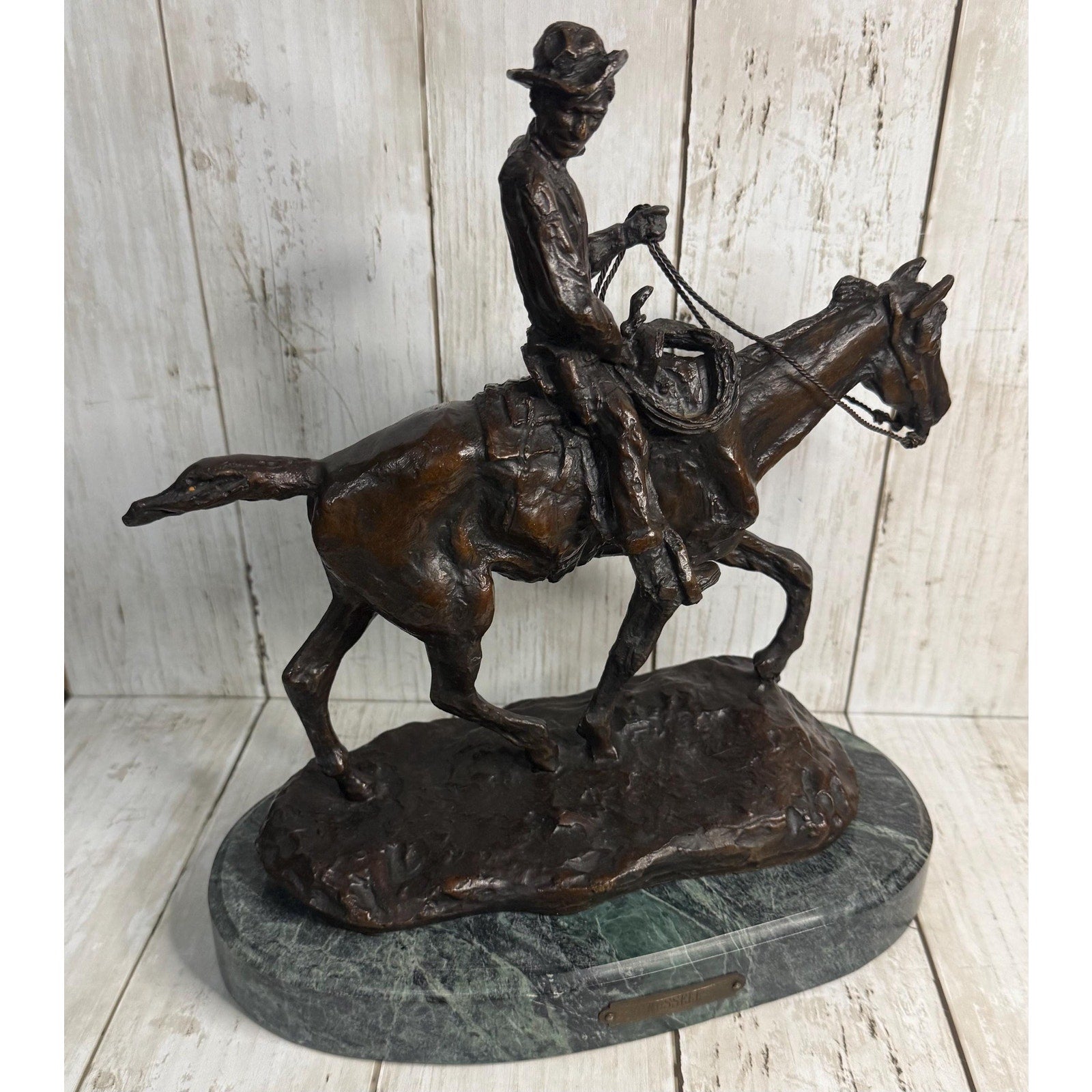 American Bronze Sculpture by Charles Marion Russell cir 1926 Will Rogers