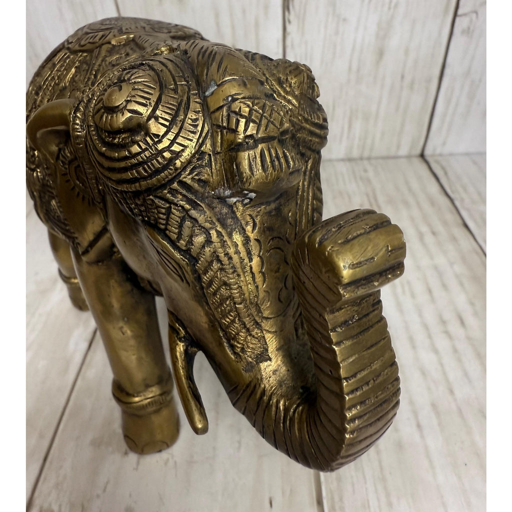 Pair of Brass Temple Elephants