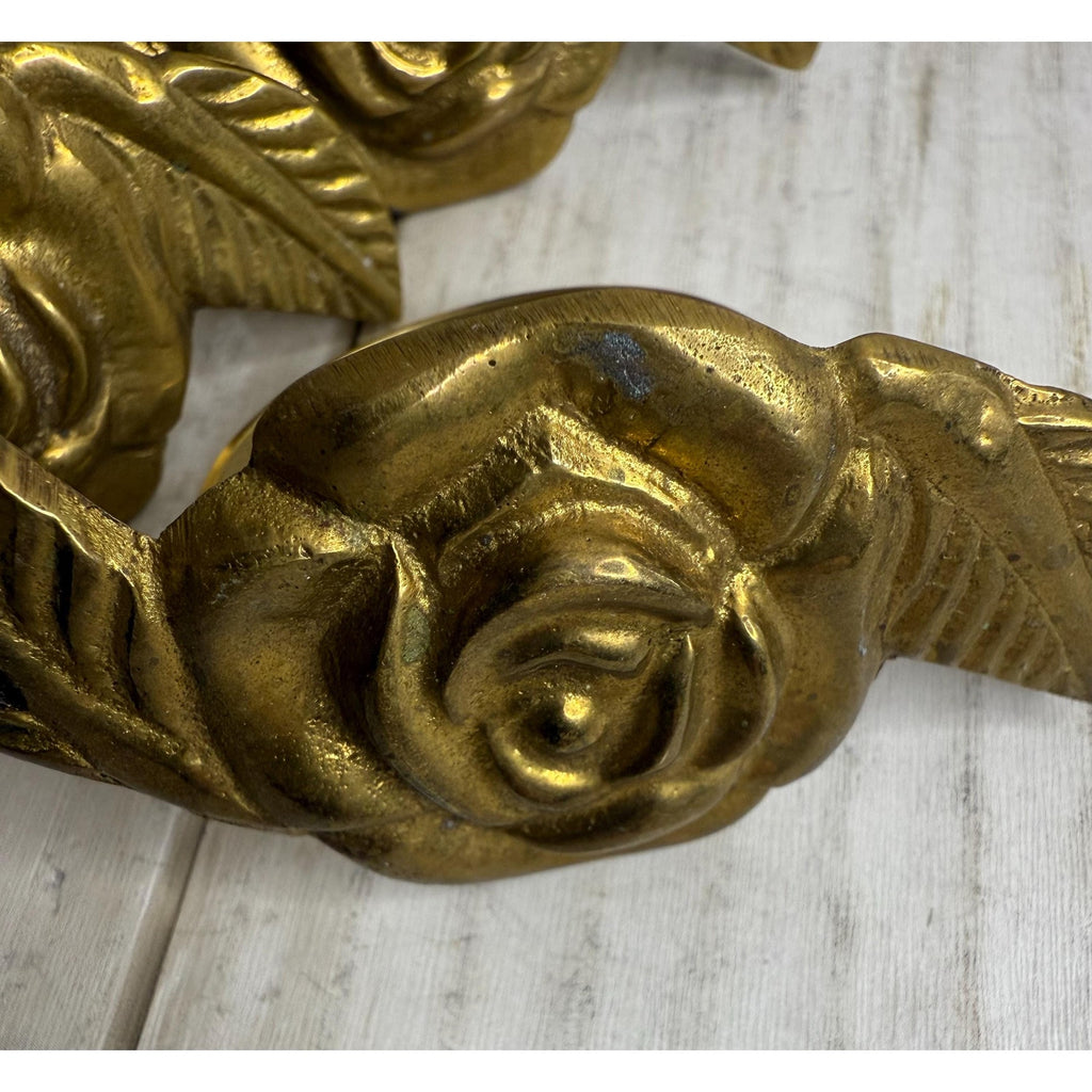 Rose Brass Napkin Rings, set of 4
