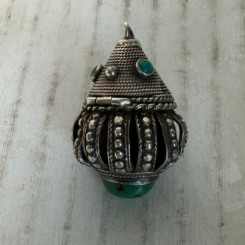 Silver Tone Trinket or Pill Box Pendant
