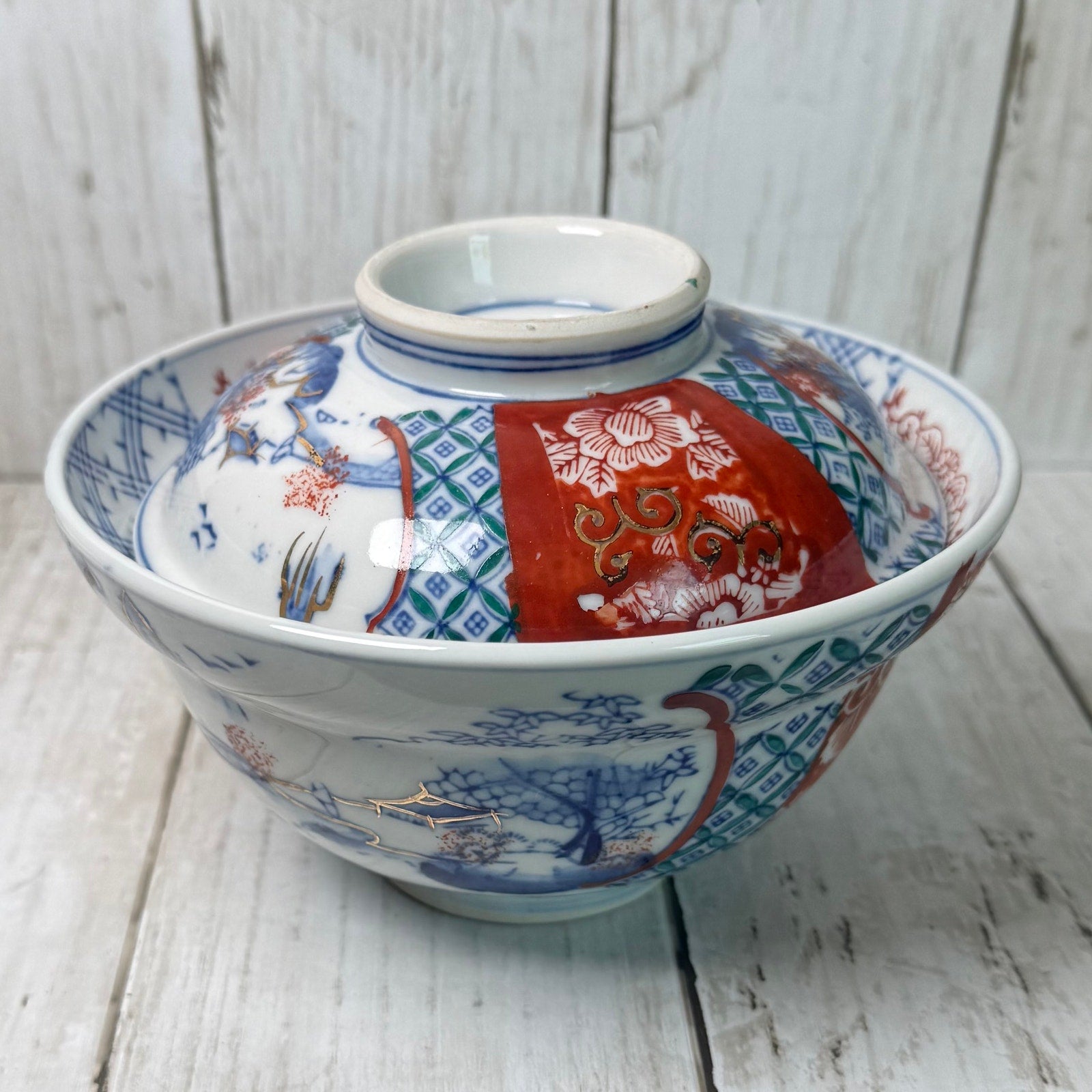 Japanese Imari Porcelain Rice Bowl with Lid