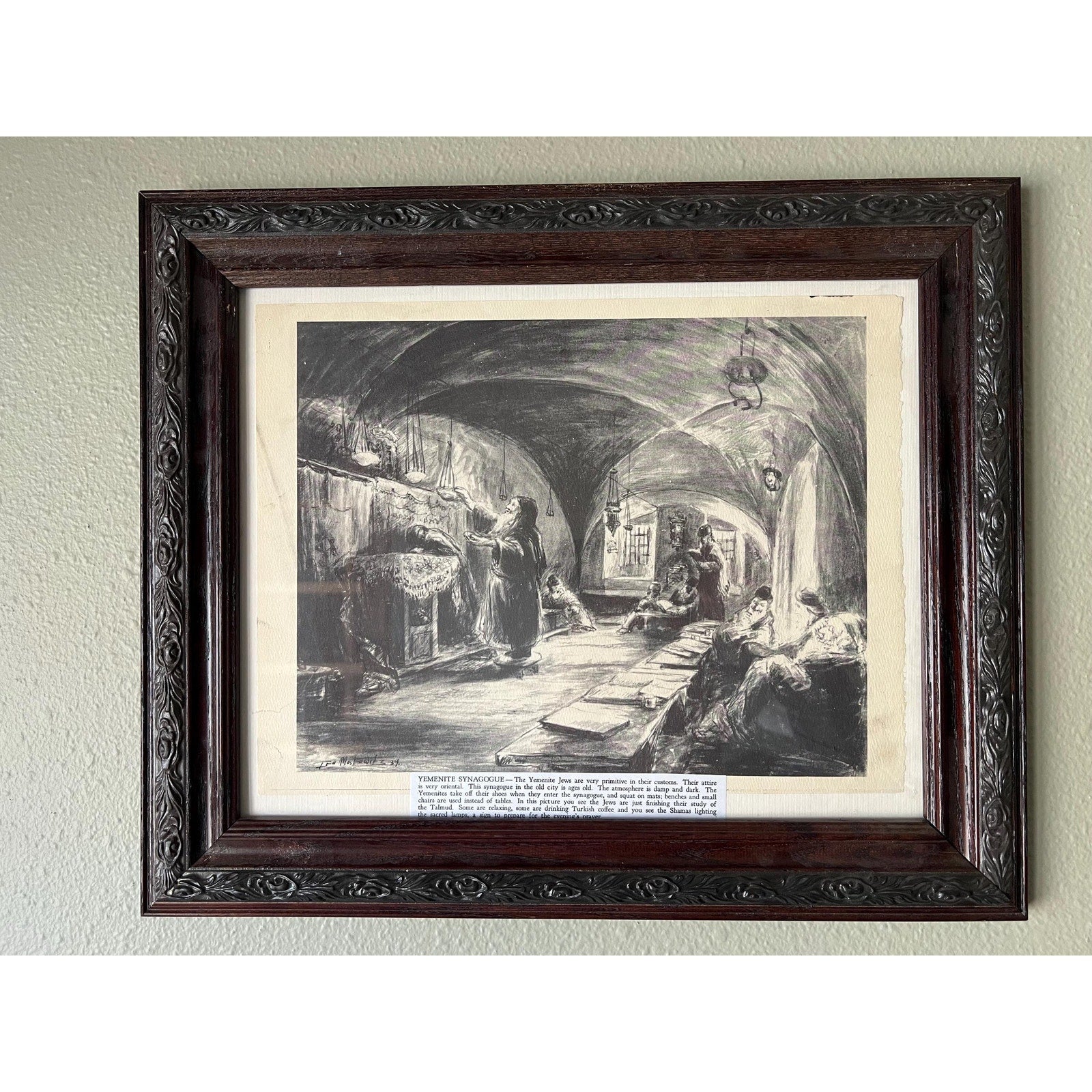 Ira Moskowitz Signed Print - Yemenite Synagogue